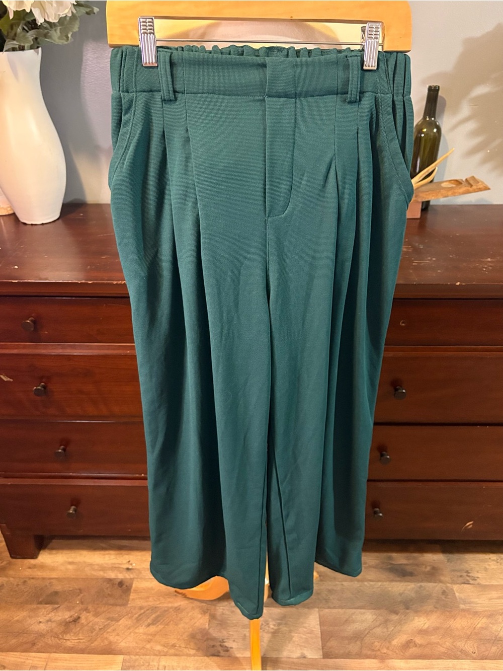 HALARA Wide-Leg High-Waist Pants in Teal Green